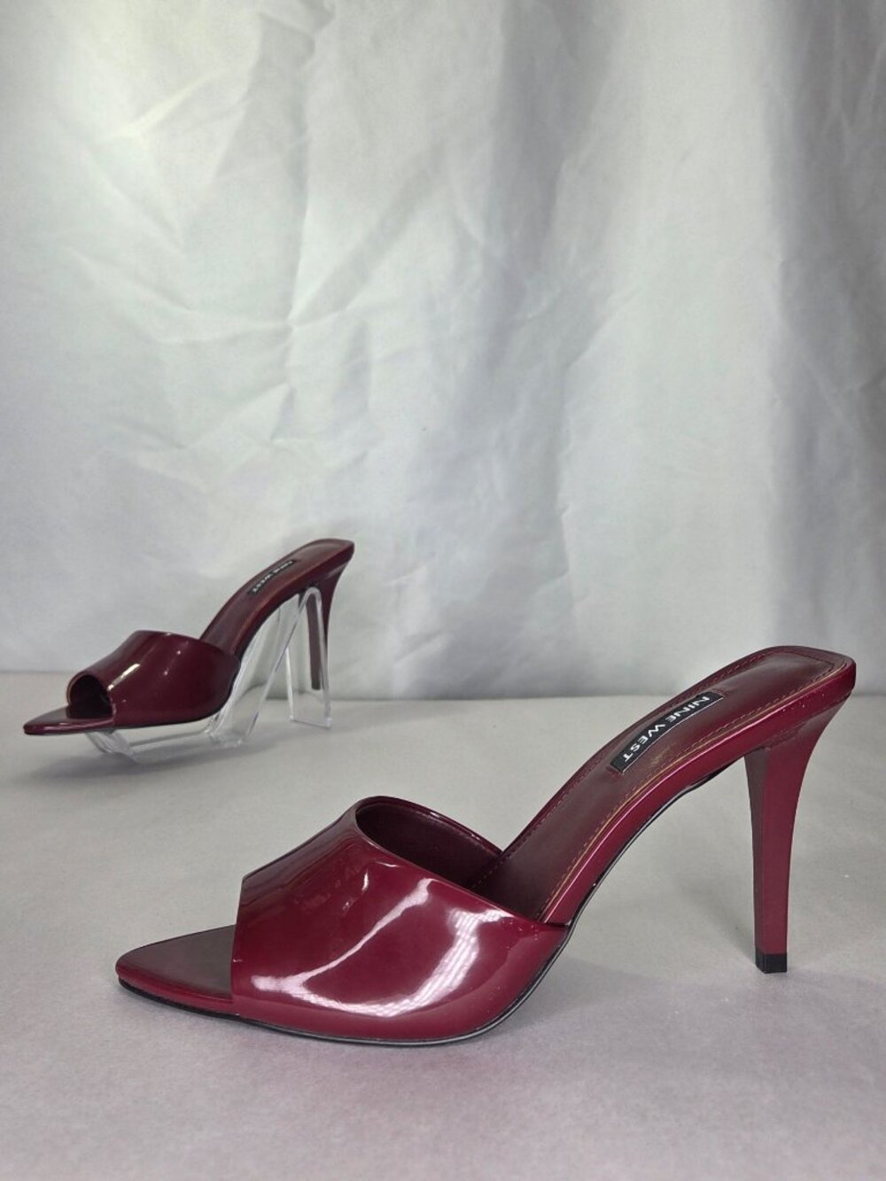 Nine West Hather Slip-on Stiletto Sandals - Dark Red Patent, Size: 6 M